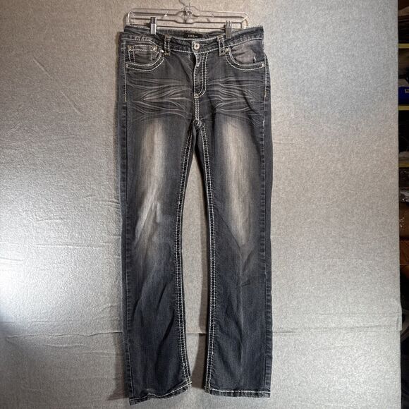 SUKO Jeans Embroidered Jeweled Distressed‎ Whiskered Jean Size 10 - Picture 1 of 9